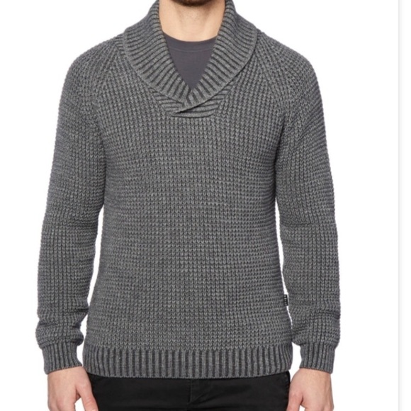 Frank AND OAK wool blend sweater shawl collar long sleeves fuzzy grey sz medium - Picture 1 of 12